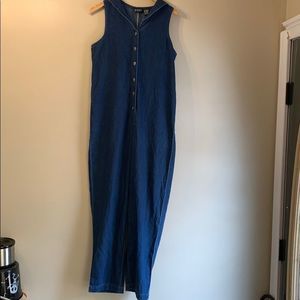 Women’s Half Button Denim Jumpsuit